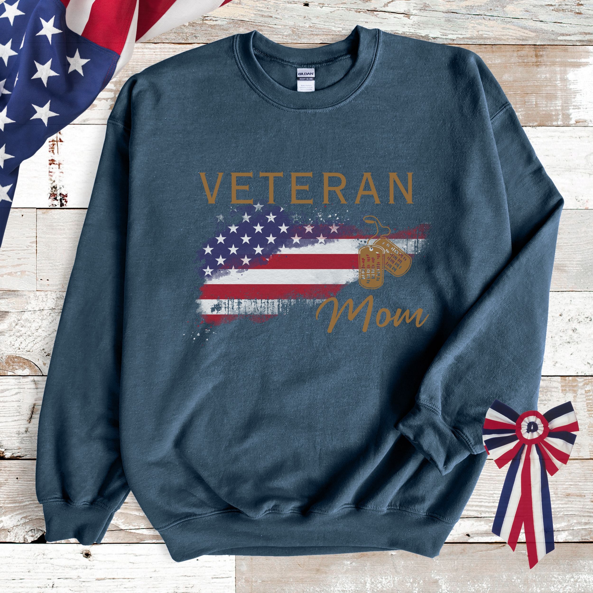 American Veteran Mom Crew Neck Sweatshirt