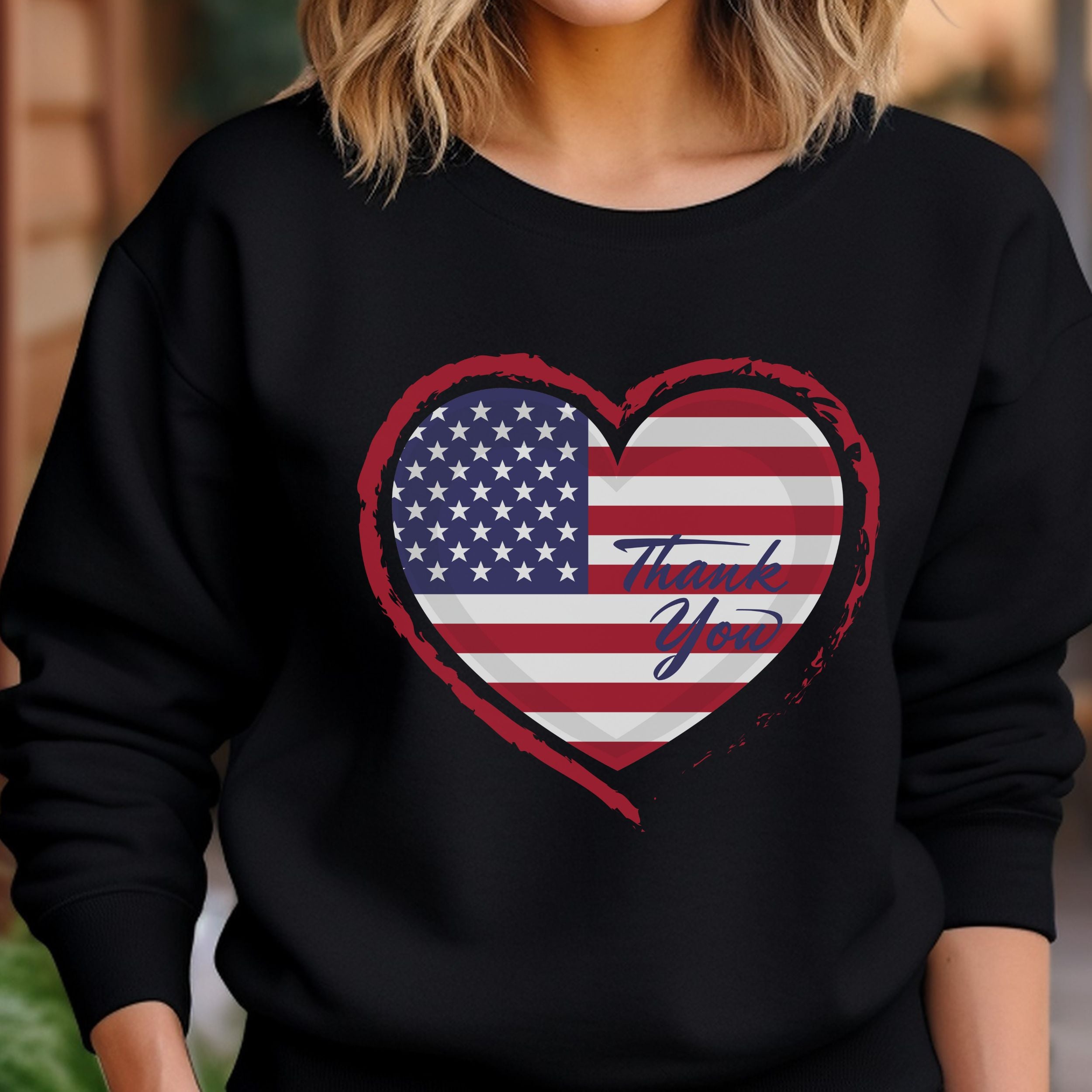 American Veteran Heart Flag Crew Neck Sweatshirt