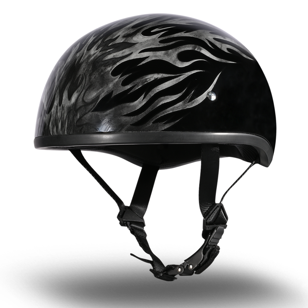 Motorcycle Graphic Half Face Helmet | Ignite Grey Flames