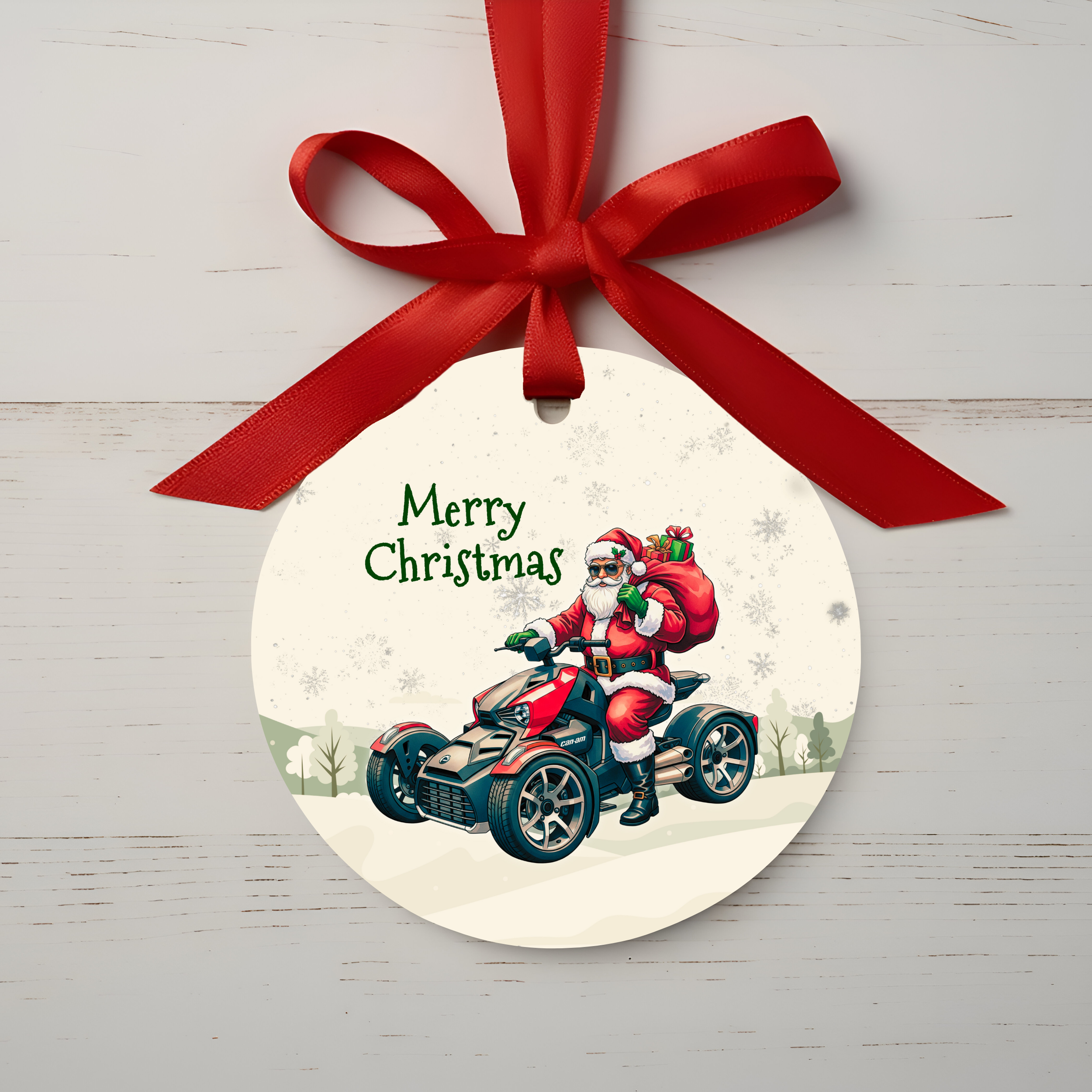 Can-Am Ryker Biker Santa Christmas Ornament