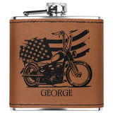 Motorcycle Themed Laser Engraved Flask 6oz (Customizable)