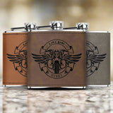 Motorcycle Themed Laser Engraved Flask 6oz (Customizable)