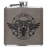 Motorcycle Themed Laser Engraved Flask 6oz (Customizable)