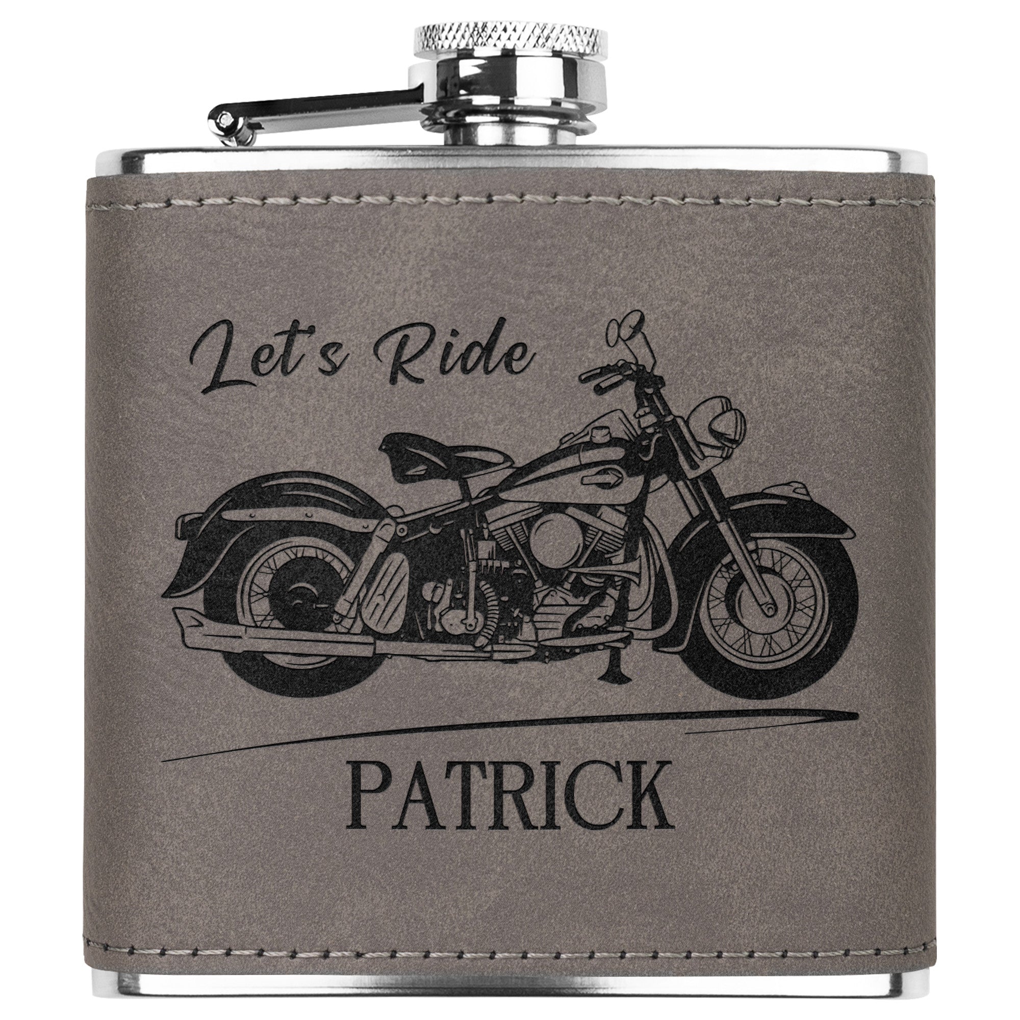 Motorcycle Themed Laser Engraved Flask 6oz (Customizable)