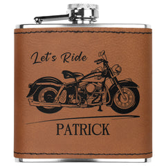 Motorcycle Themed Customized Laser Engraved Flask 6oz