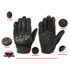Men’s Leather & Textile Sporty Biker Gloves