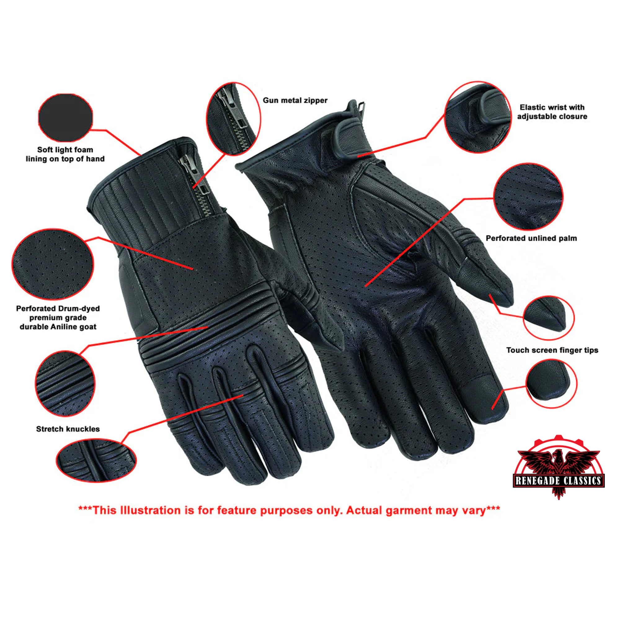 Men’s Premium Perforated Leather Operator Gloves