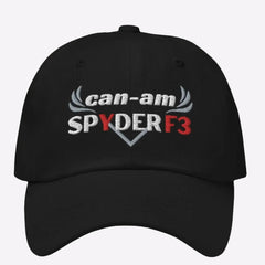 A black baseball cap with 'Can-Am Spyder F3' embroidered on the front.
