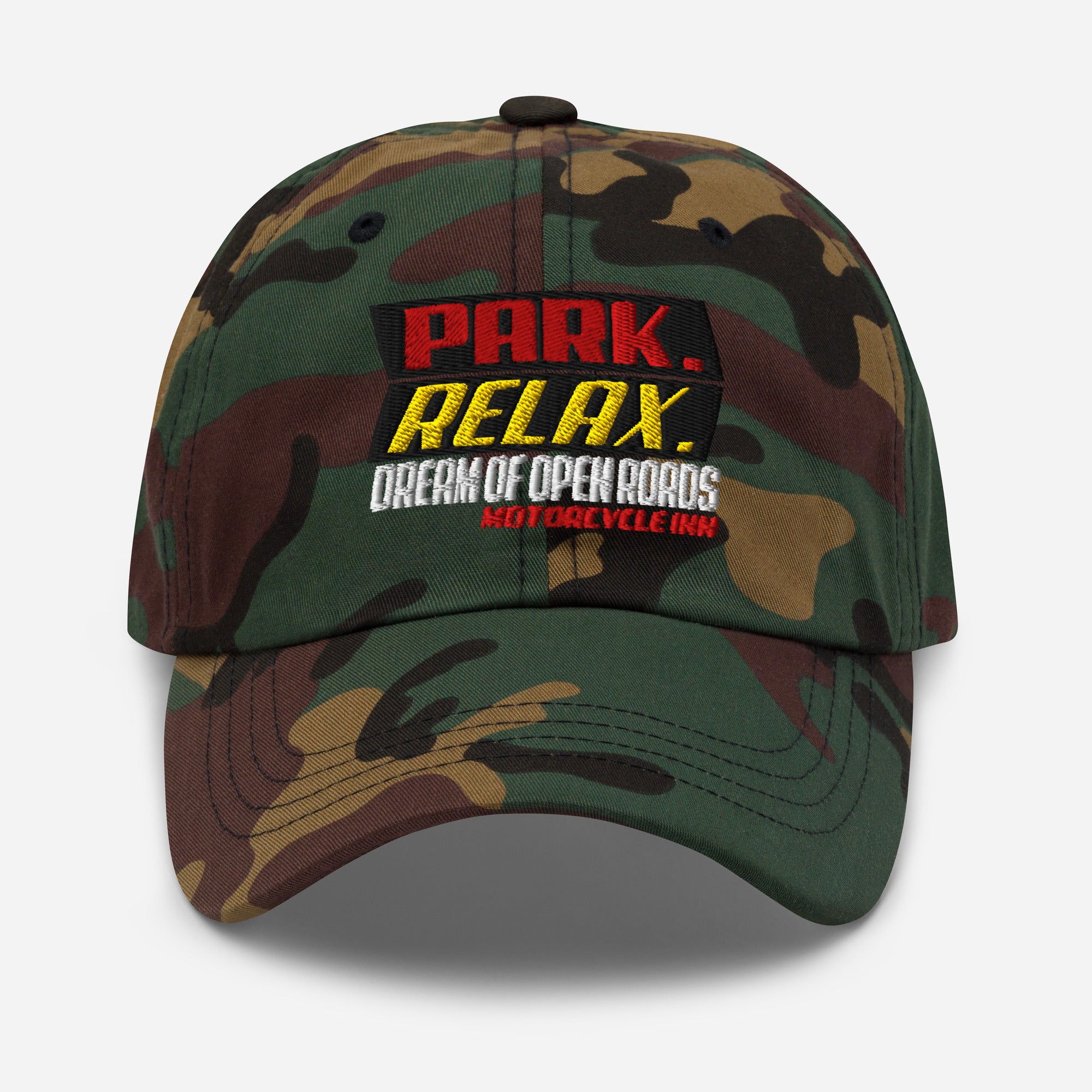Motorcycle Inn Ride Relax Dream Embroidered Dad Hat