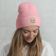 Grunge Skull Embroidered Cuffed Beanie