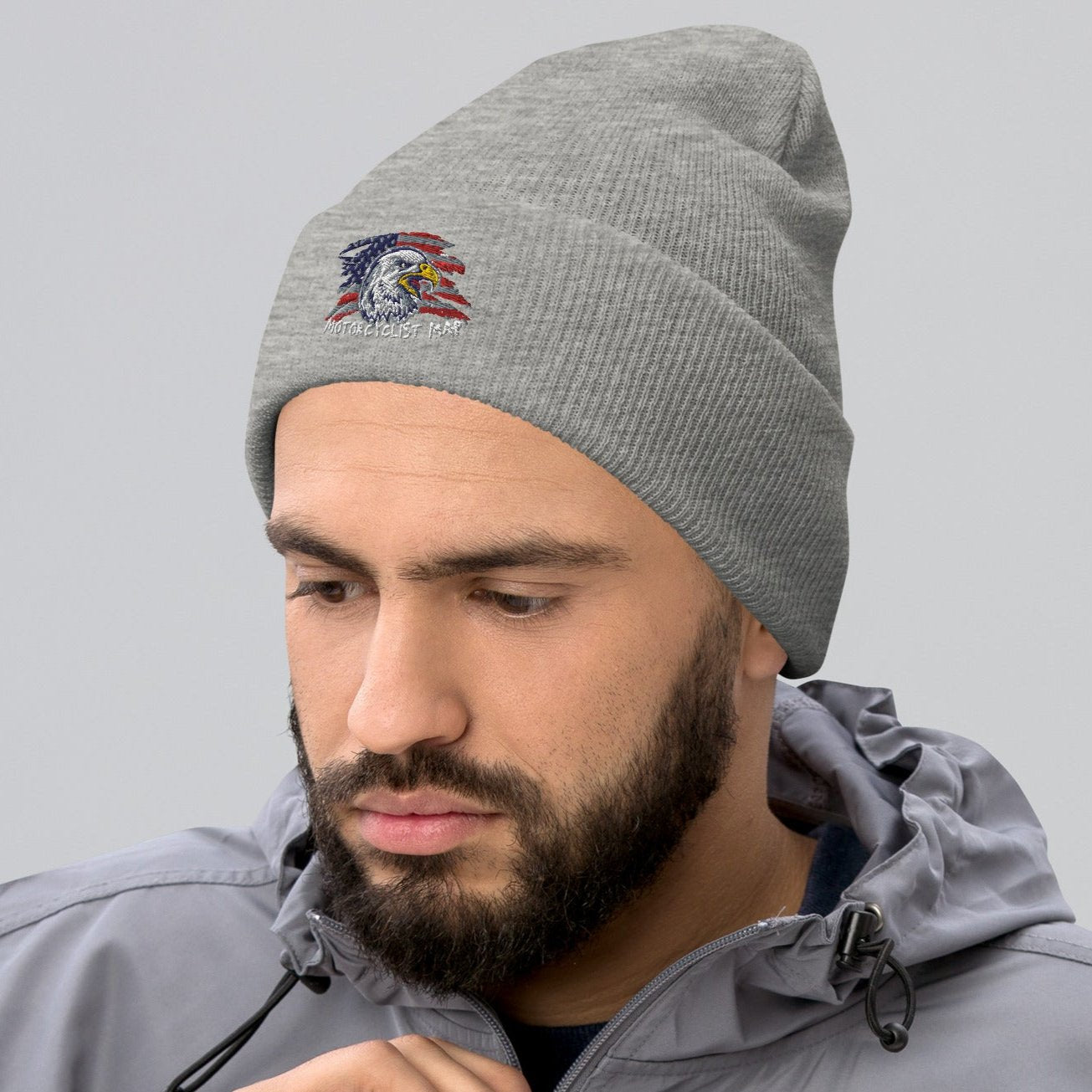 Motorcyclist Map Embroidered Cuffed Beanie