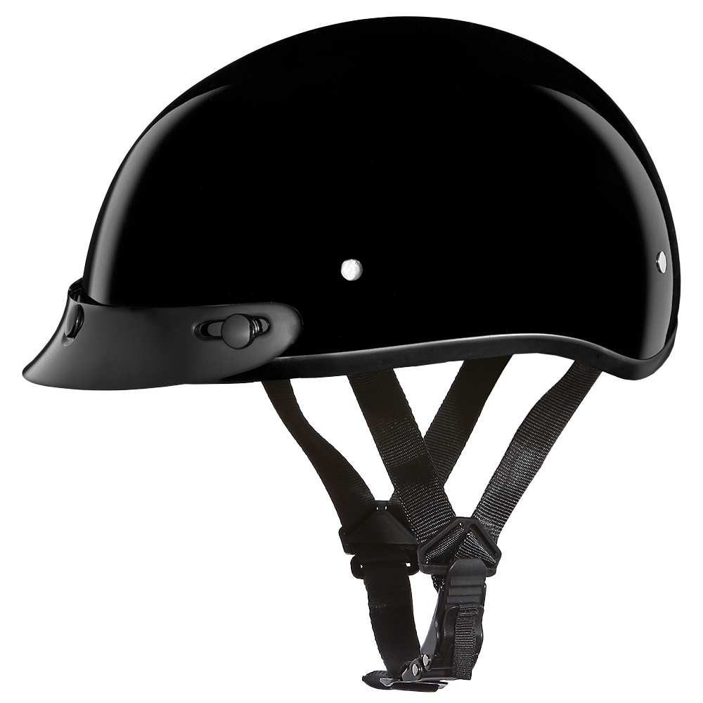 Motorcycle Beanie Style Half Helmet | Hi-Gloss Black