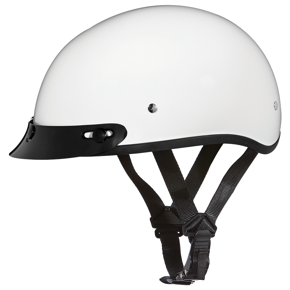 Motorcycle Beanie Style Half Helmet | Hi-Gloss White