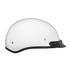 Motorcycle Beanie Style Half Helmet | Hi-Gloss White