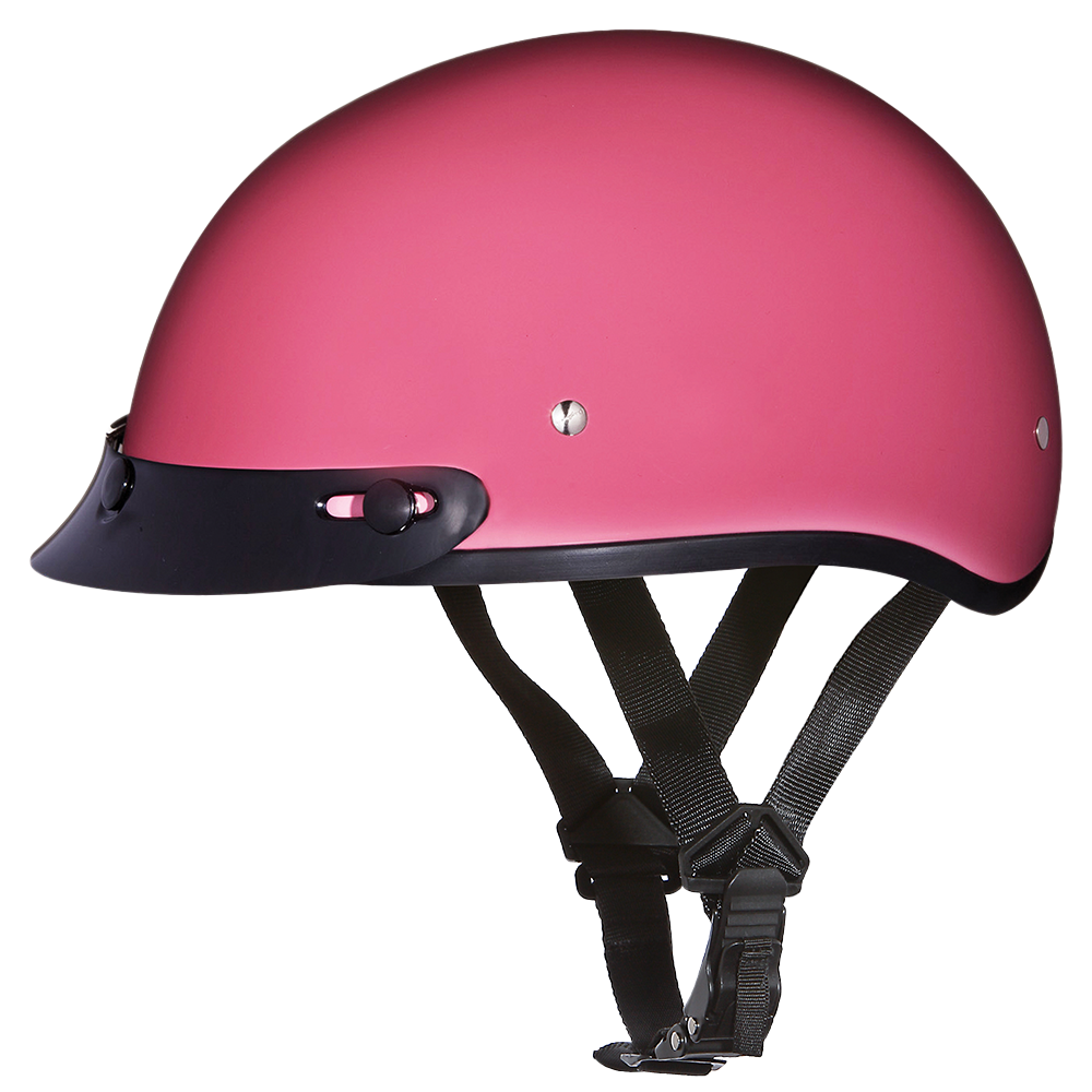 Motorcycle Beanie Style Half Helmet | Hi-Gloss Pink