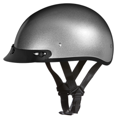 Motorcycle Beanie Style Half Helmet | Silver Metallic