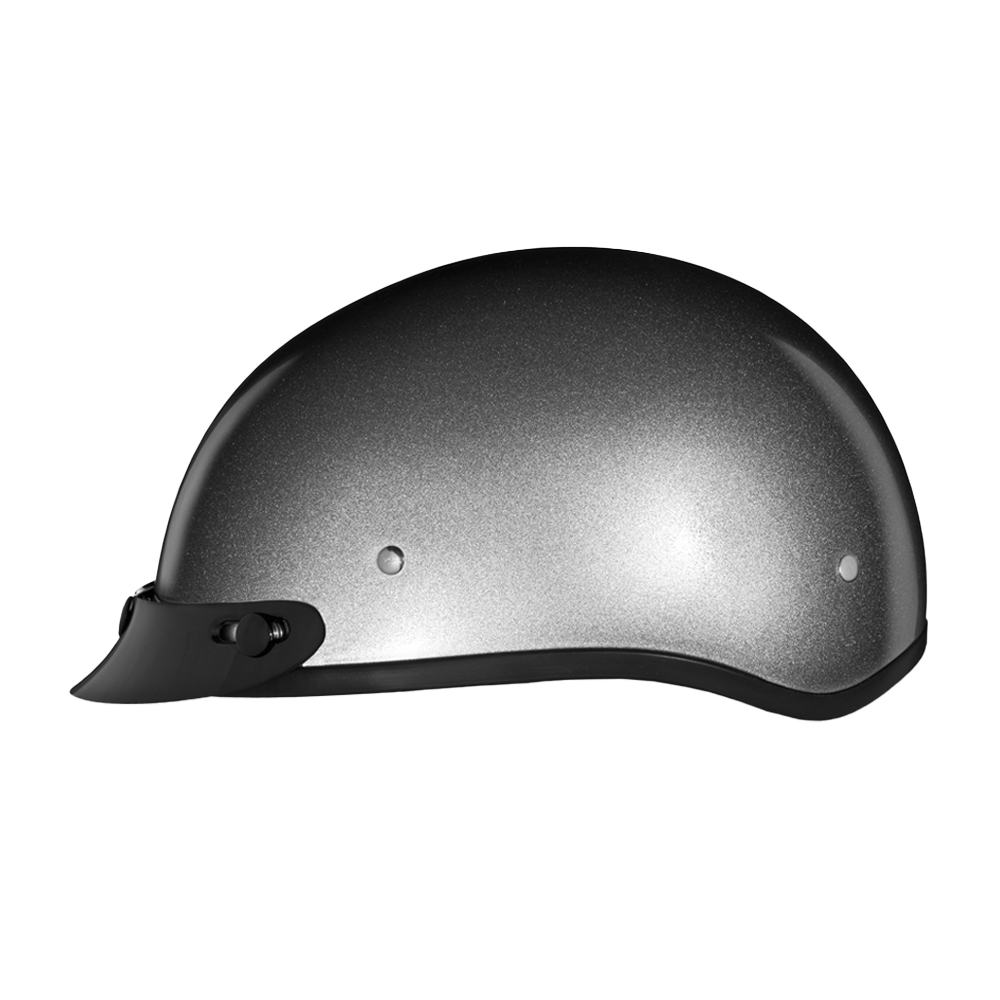 Motorcycle Beanie Style Half Helmet | Silver Metallic