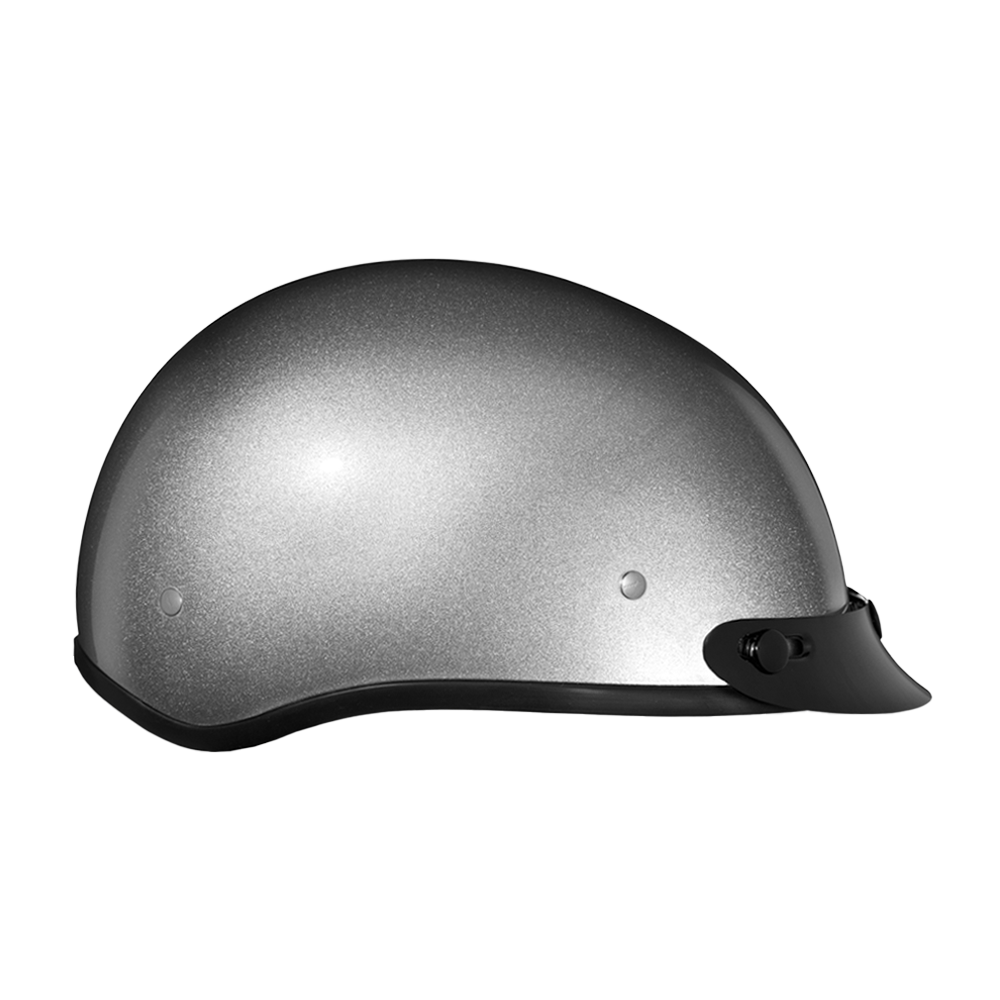 Motorcycle Beanie Style Half Helmet | Silver Metallic