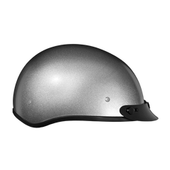 Motorcycle Beanie Style Half Helmet | Silver Metallic