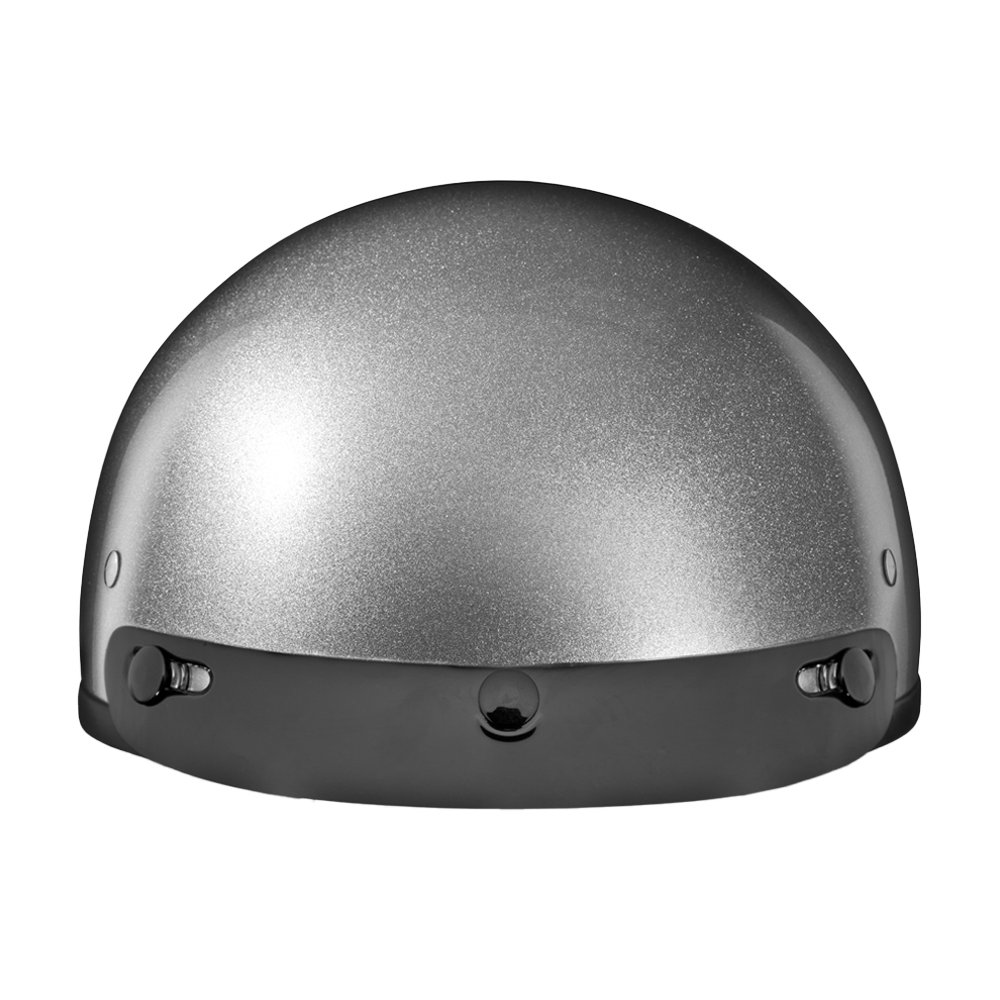 Motorcycle Beanie Style Half Helmet | Silver Metallic