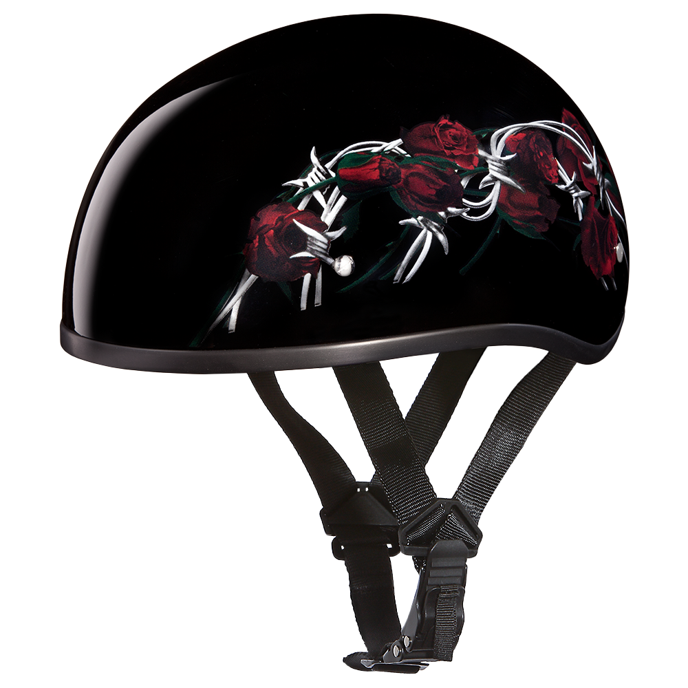 Motorcycle Graphic Half Face Helmet | Barbed Roses