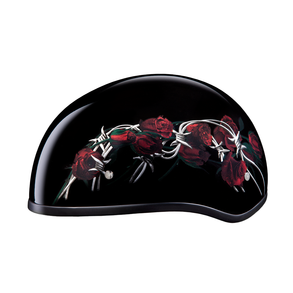 Motorcycle Graphic Half Face Helmet | Barbed Roses