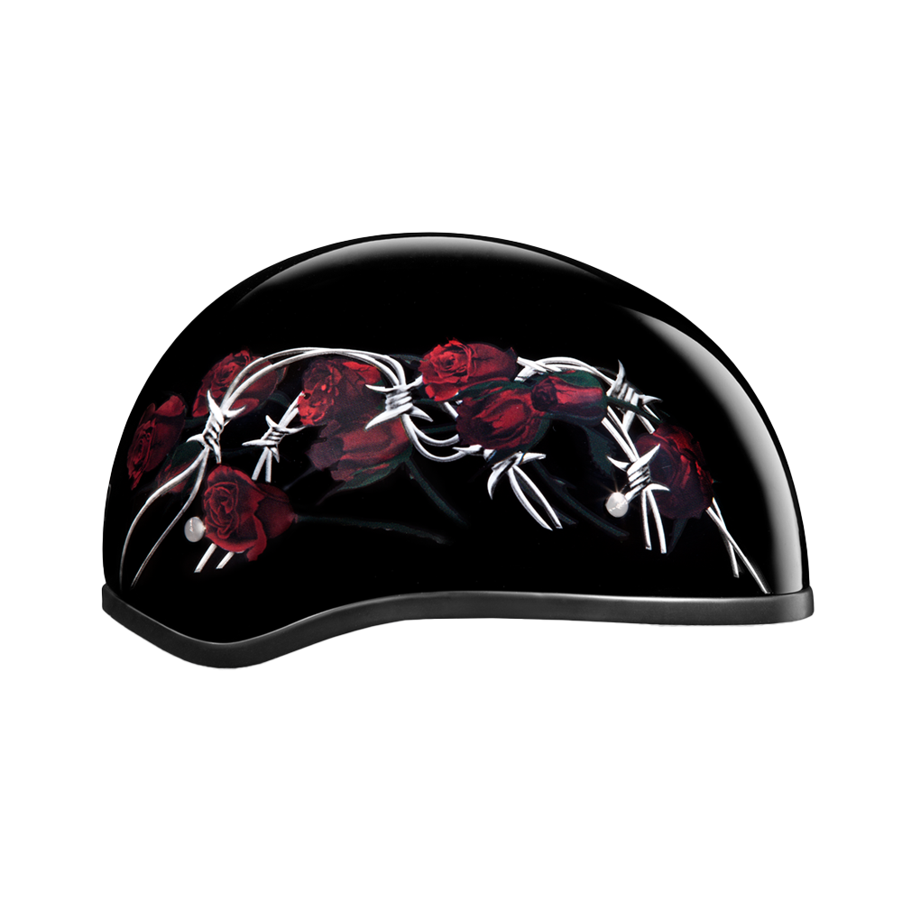 Motorcycle Graphic Half Face Helmet | Barbed Roses
