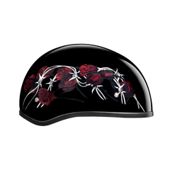 Motorcycle Graphic Half Face Helmet | Barbed Roses