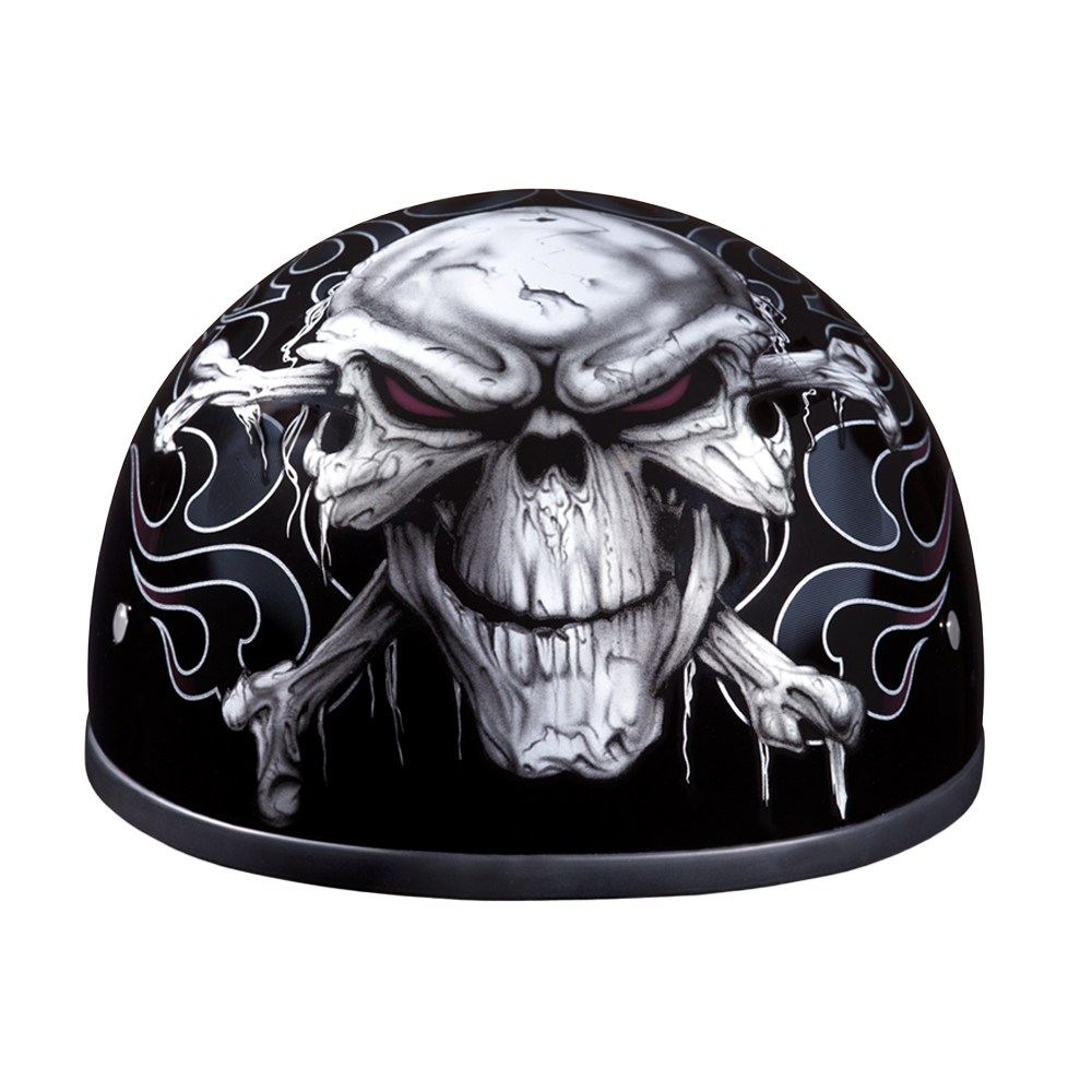 Motorcycle Graphic Half Face Helmet | Cross Bones