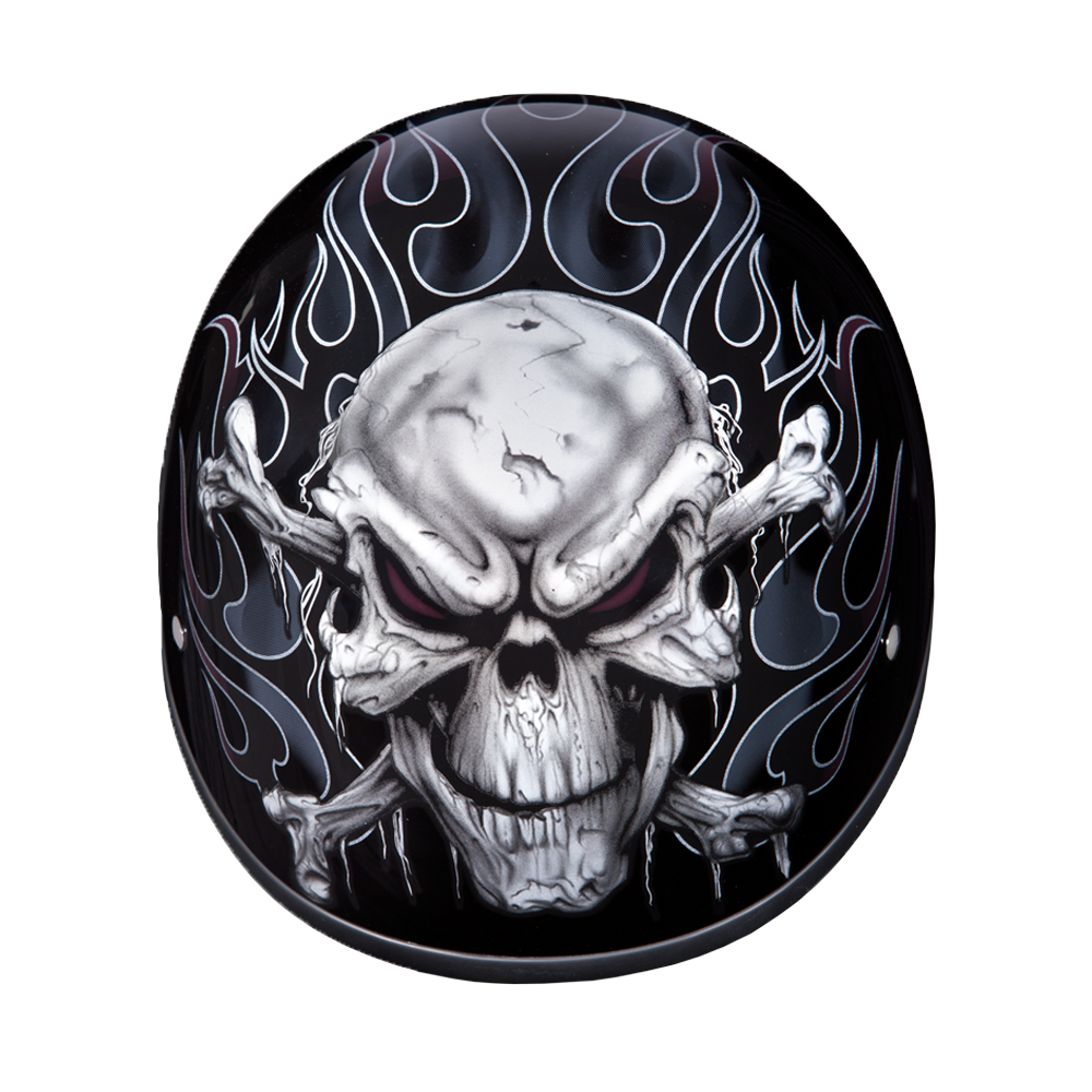 Motorcycle Graphic Half Face Helmet | Cross Bones