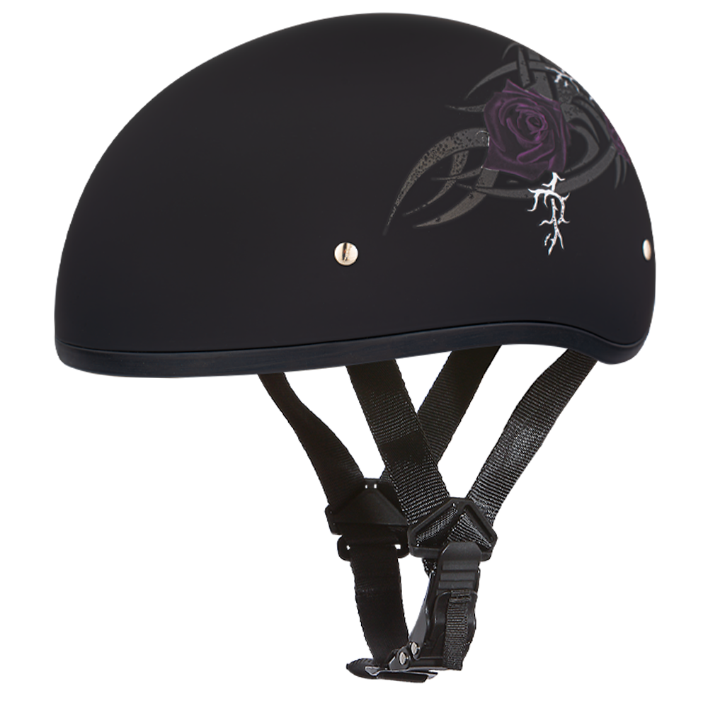 Motorcycle Graphic Half Face Helmet | Purple Rose