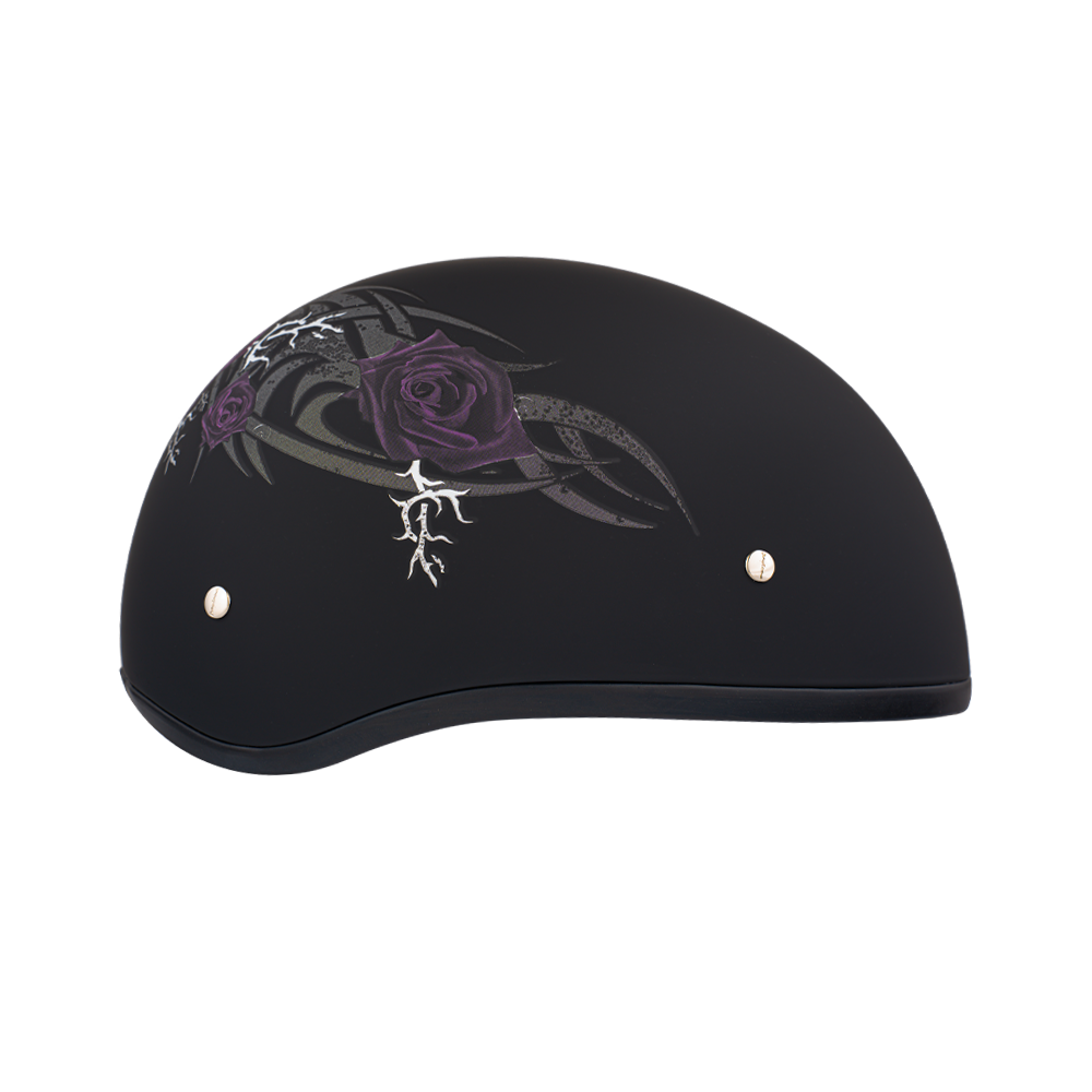Motorcycle Graphic Half Face Helmet | Purple Rose