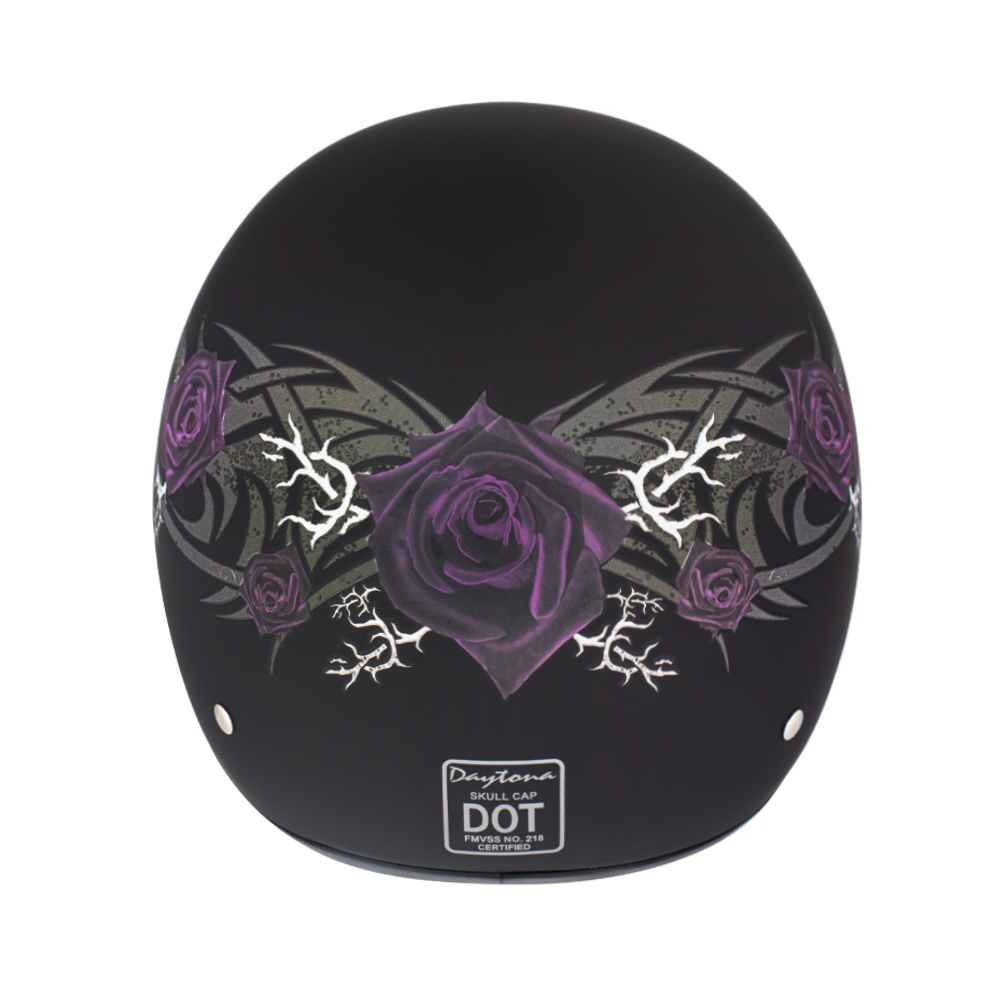 Motorcycle Graphic Half Face Helmet | Purple Rose