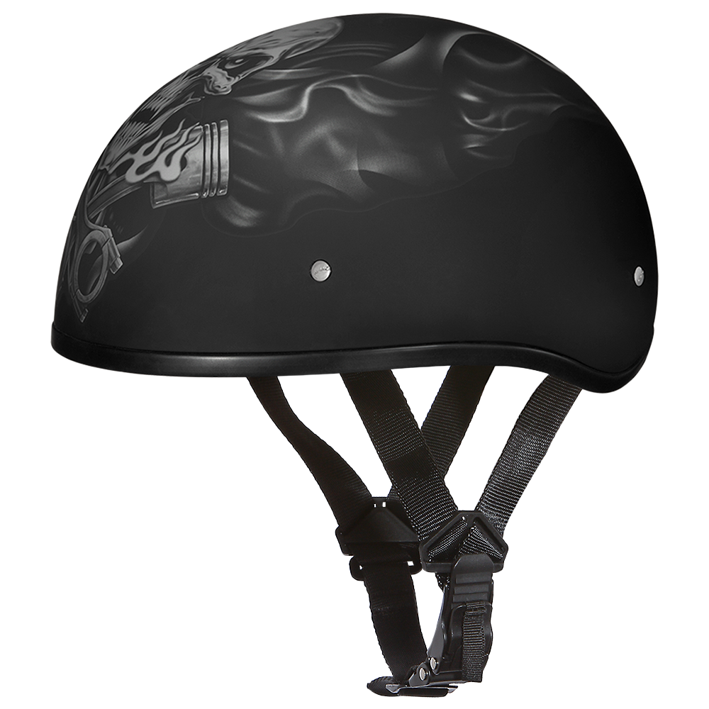 Motorcycle Graphic Half Face Helmet | Pistons Skull