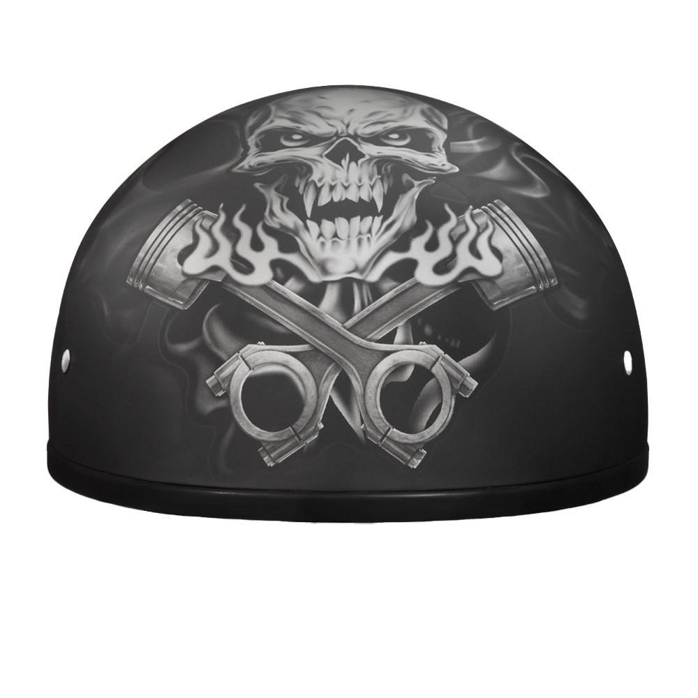 Motorcycle Graphic Half Face Helmet | Pistons Skull