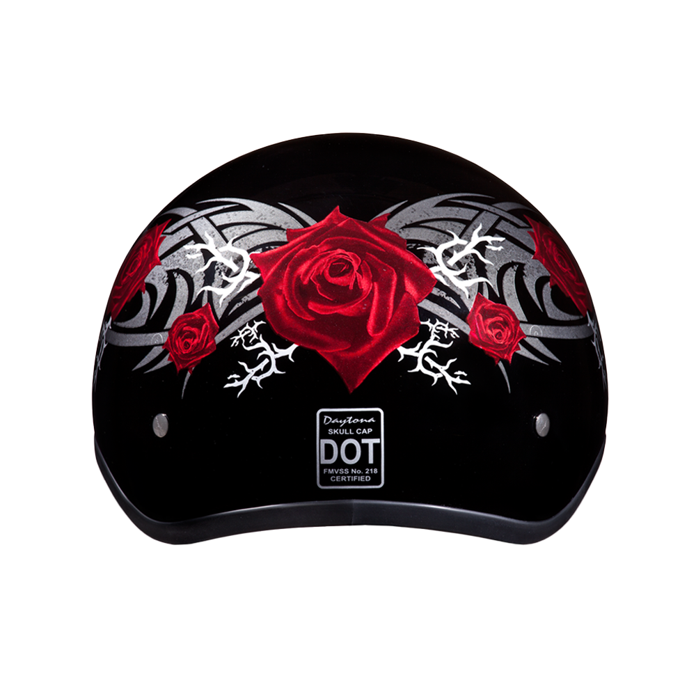 Motorcycle Graphic Half Face Helmet | Red Rose