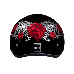 Motorcycle Graphic Half Face Helmet | Red Rose