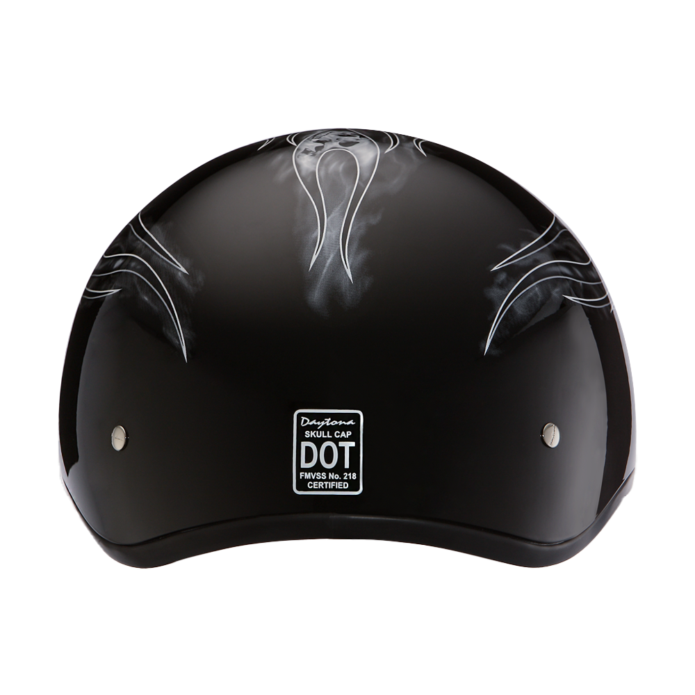 Motorcycle Graphic Half Face Helmet | Skull Flames Silver