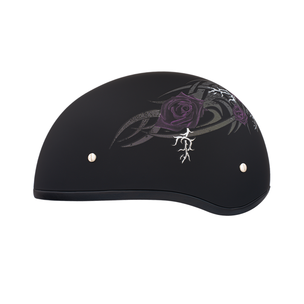 Motorcycle Graphic Half Face Helmet | Purple Rose