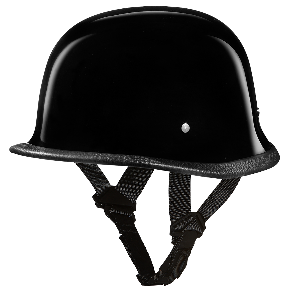 Motorcycle German Style Half Helmet | Hi-Gloss Black