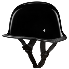 Motorcycle German Style Half Helmet | Hi-Gloss Black