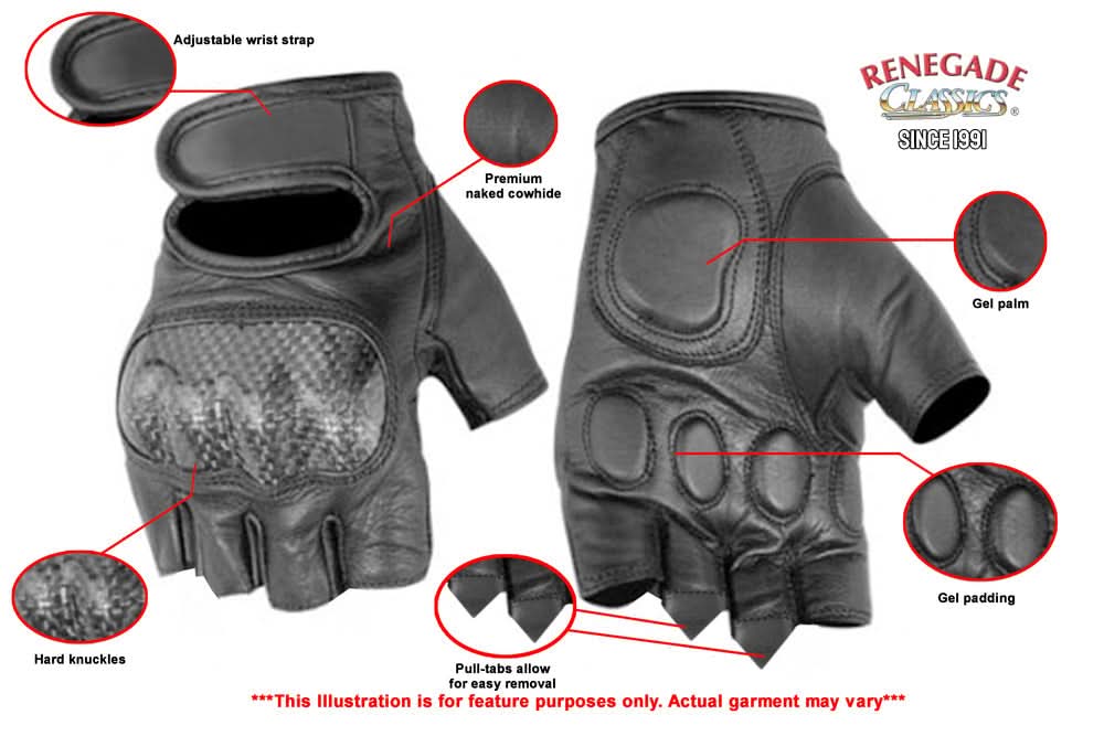 ForceGuard Men's Leather Fingerless Gloves