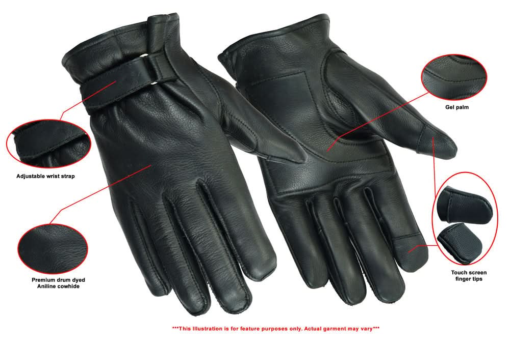 Men’s Water-Resistant Leather Biker Gloves