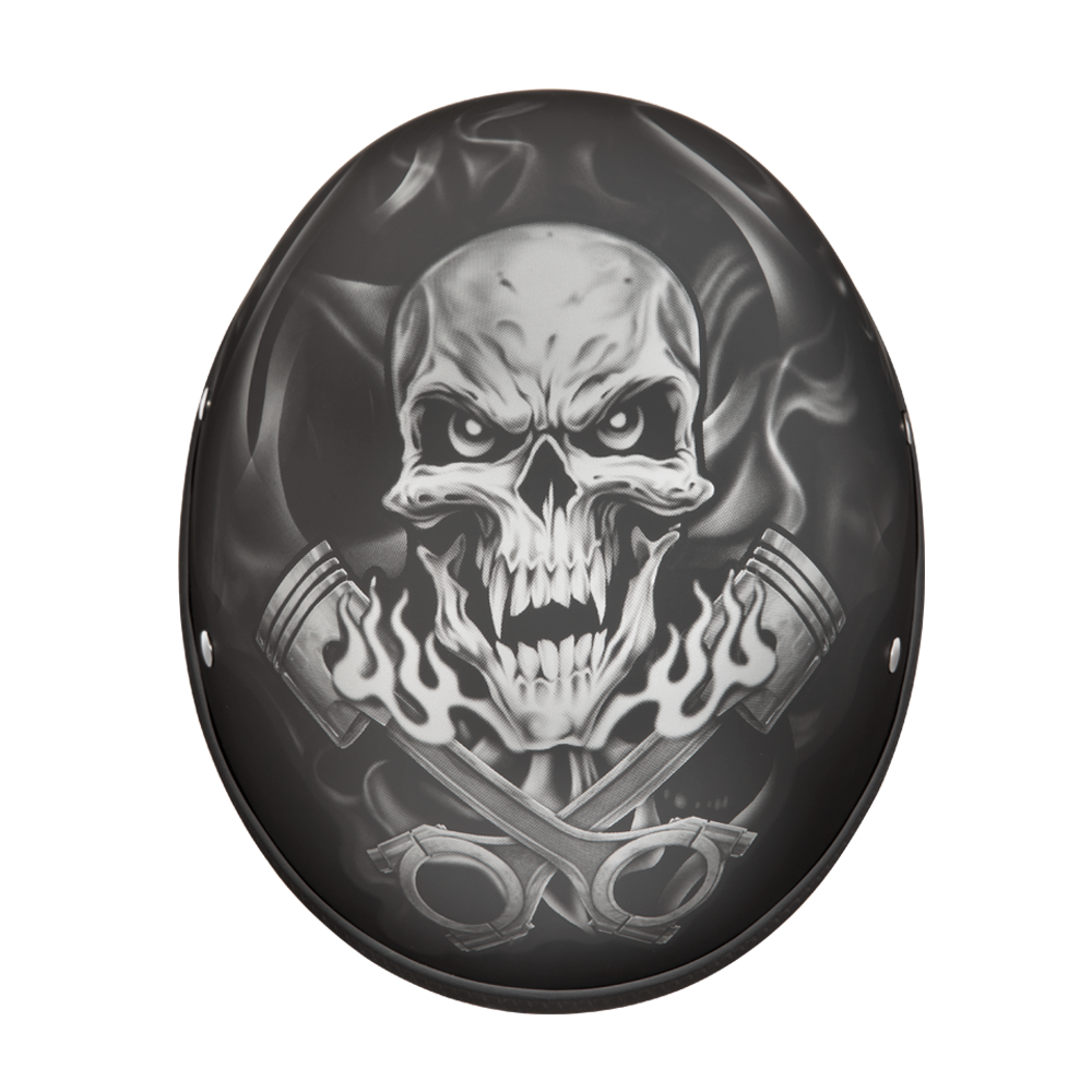 Motorcycle Graphic Half Face Helmet | Pistons Skull