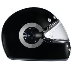 Daytona Retro Full Face Motorcycle Helmet | Hi-Gloss Black w/ Chrome Accents