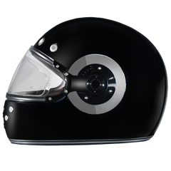 Daytona Retro Full Face Motorcycle Helmet | Hi-Gloss Black w/ Chrome Accents