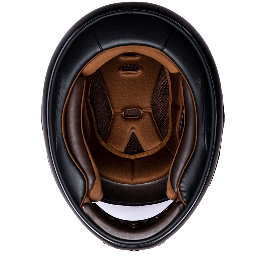 Daytona Retro Full Face Motorcycle Helmet | Hi-Gloss Black w/ Chrome Accents