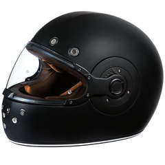 Daytona Retro Full Face Motorcycle Helmet | Dull Black with Dull Black Accents