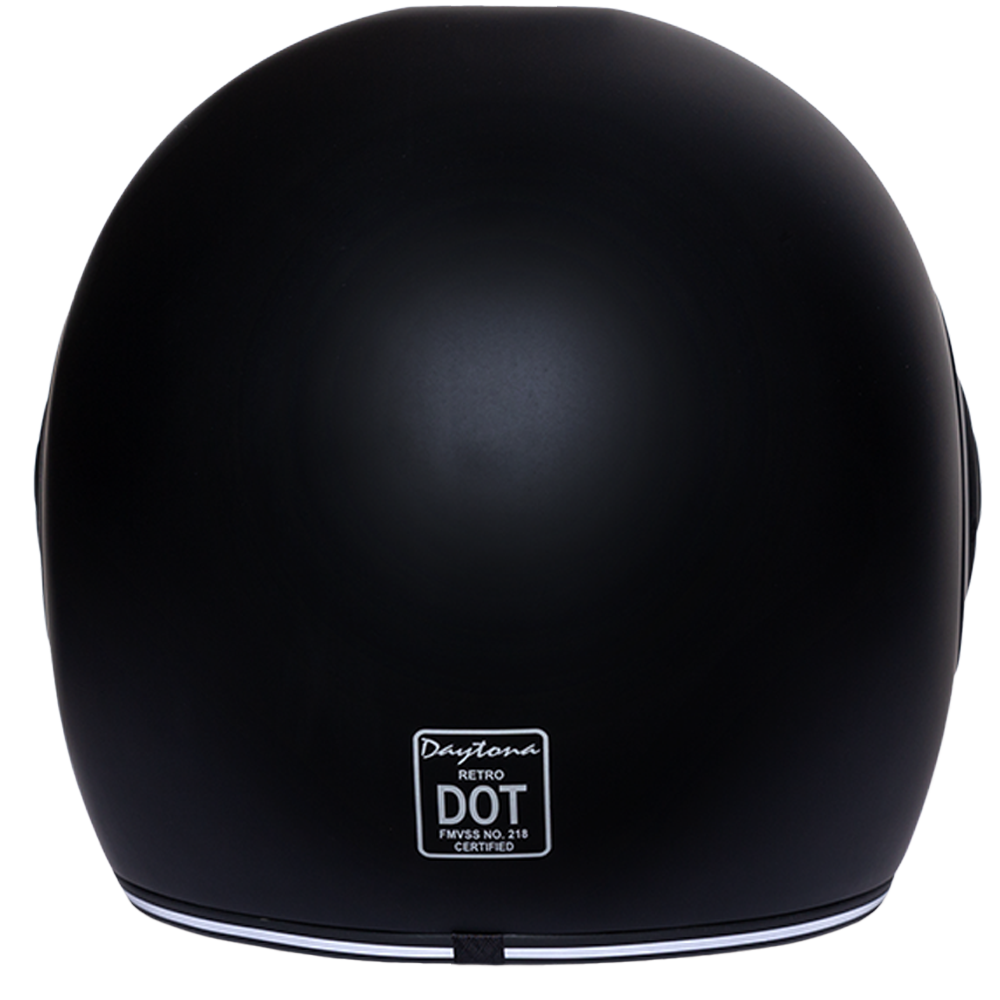 Daytona Retro Full Face Motorcycle Helmet | Dull Black with Dull Black Accents