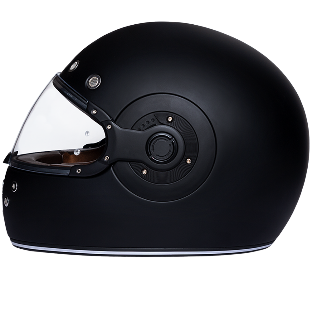 Daytona Retro Full Face Motorcycle Helmet | Dull Black with Dull Black Accents